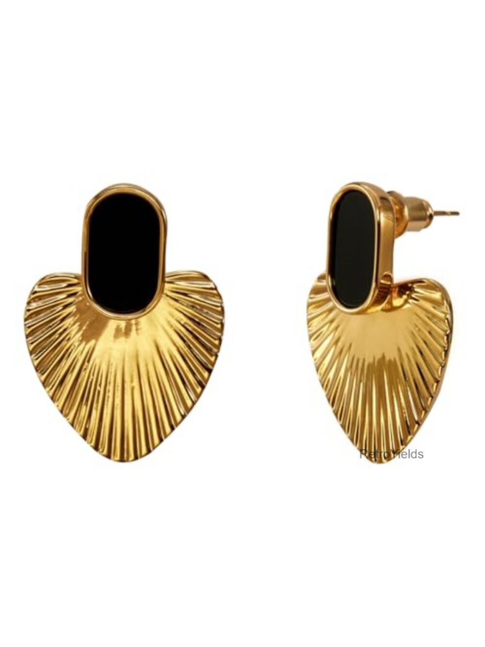 24K Gold-Plated Heart Drop Earrings, Vintage Oval Enamel Hypoallergenic Dangle